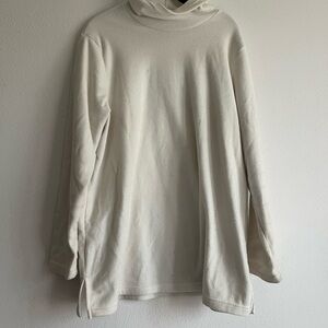 Lands' End White Turtleneck Sweater Relaxed Fit